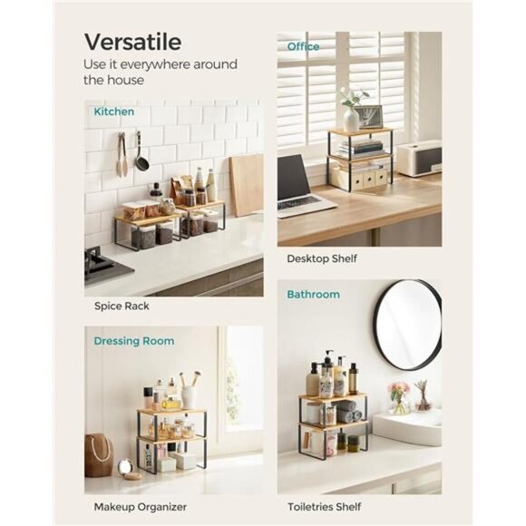 Stackable Kitchen Cabinet Organizer Shelf Spice Rack Storage for Counter Pantry - Picture 6 of 7